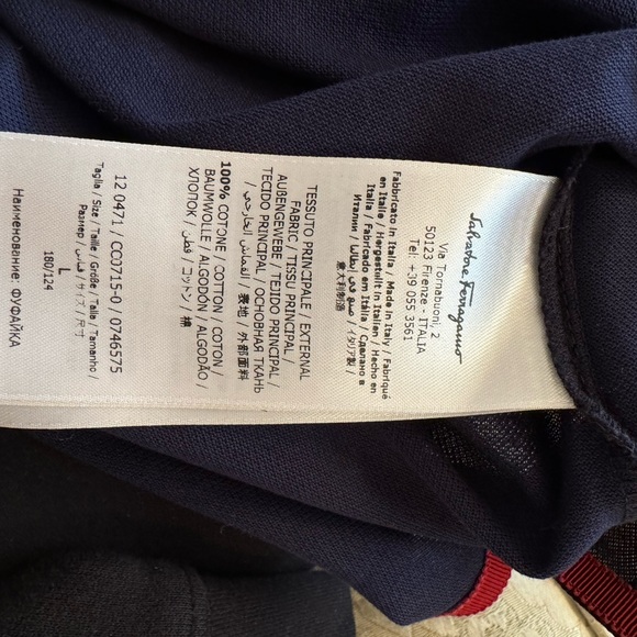 Salvatore Ferragamo button down t-shirt in size Large. Black/Blue blue color - Picture 5 of 6